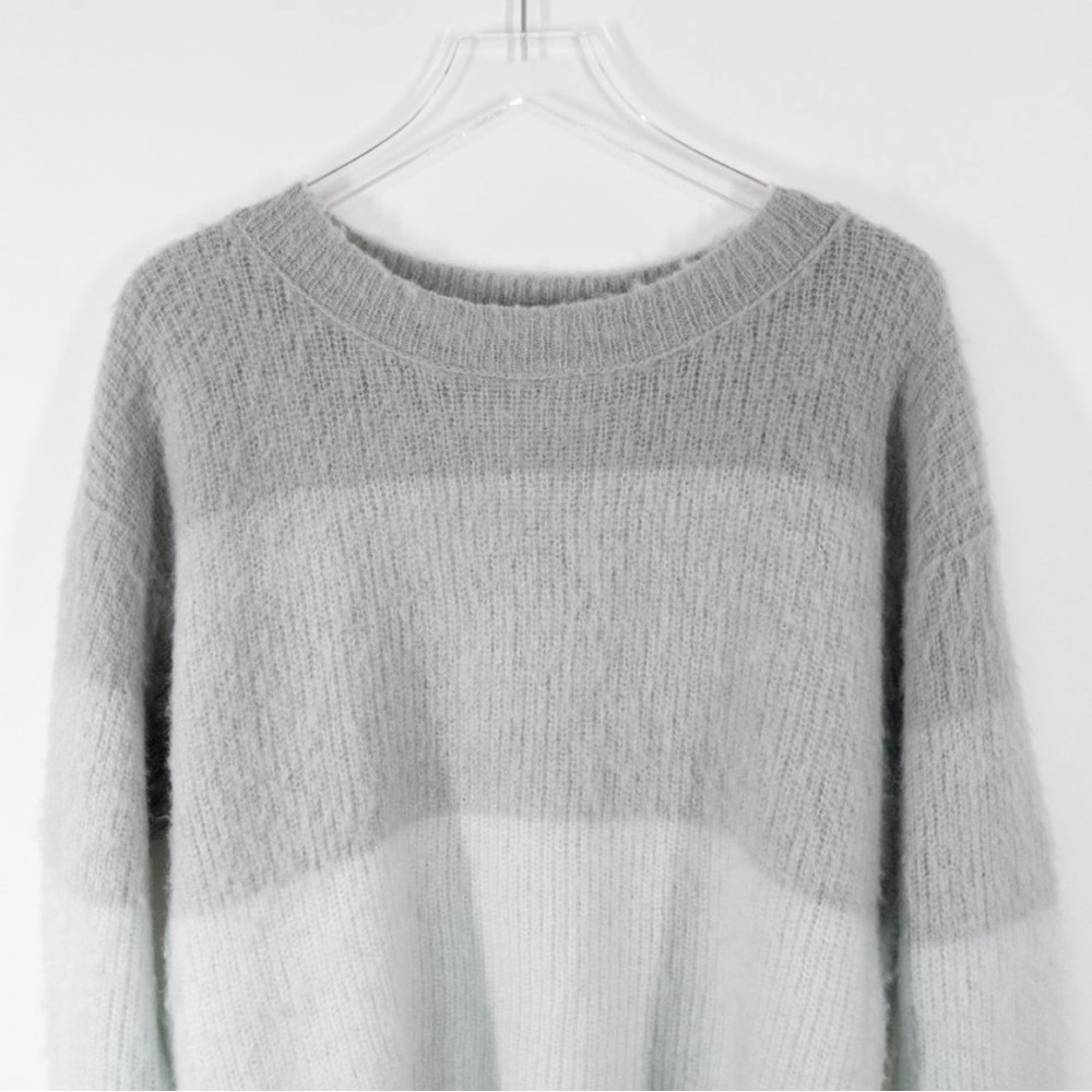Free People | Womens Large Autumn Sky Cloud Combo Stripe Fuzzy Sweater